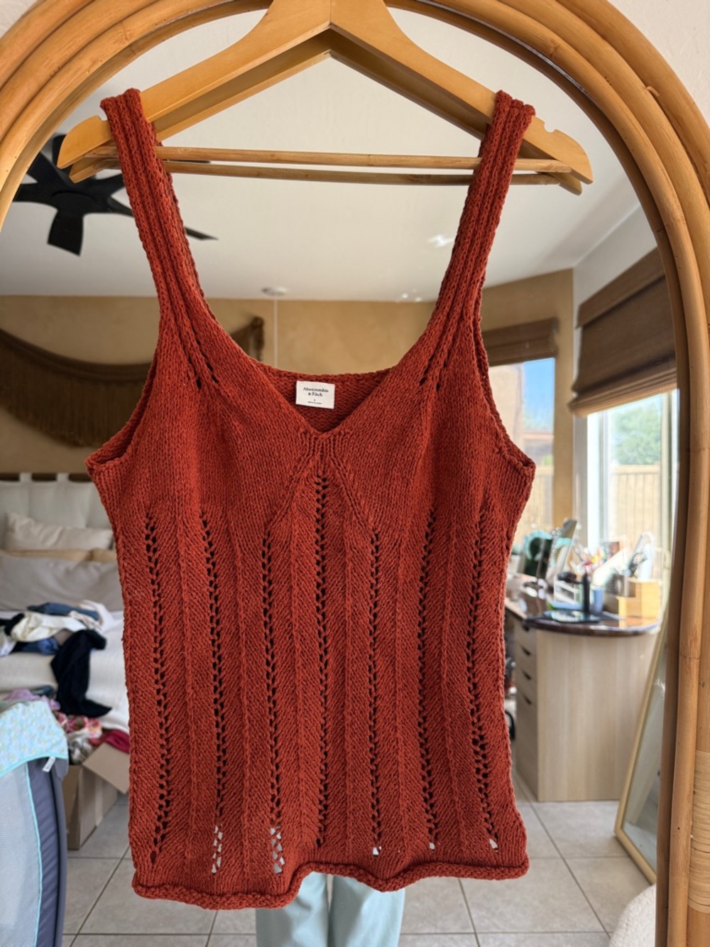 Abercrombie & Fitch Rust Red Knit V-Neck Tank